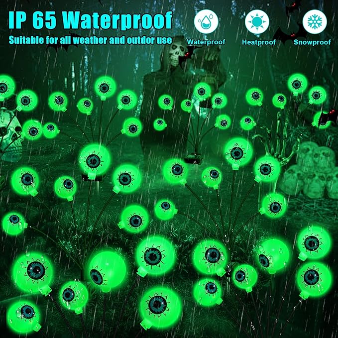 Solar Garden Lights Outdoor, Swaying Light Waterproof Solar Lights Outdoor for Yard Pathway Patio, Swaying Lawn Decor as Gardening Gifts for Women Holiday (Green, 4 Pack Halloween Decor)-Ruum Studio Home