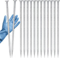 Tandefio 12 Pcs 14 Inch Rebar Stakes, 1/2 Inch Diameter Threaded Galvanized Steel Ground Anchors Plant Support Garden Stakes, Heavy Duty Metal Landscape Spikes for Speed Bump Tent-Ruum Studio Home