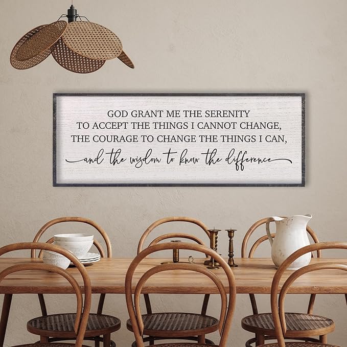 LuZhiQiang Serenity Prayer Bible Verse Sign Wall Decor God Grant Me Christian Inspiraional Quotes 40"×15" Wall Art for Living Room Bedroom (Black)-Ruum Studio Home