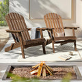 IDZO Outdoor Wooden Folding Adirondack Chair Set of 2 with Pre-Assembled BackRest, Wood Patio Chair for Garden Backyard Porch Pool Deck Firepit-Ruum Studio Home