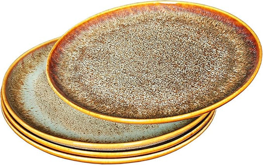 Ceramic Dinner Plates Dish Set,Set of 4,for Lunch snacks -Microwave Oven & Dishwasher Safe,Scratch Resistant,Dinnerware Kitchen Porcelain Serving Dishes 10 Inch Round-Ruum Studio Home