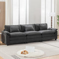 URRED Modular Sectional Sofa Comfy Cloud Couch, Modern Velvet Sofa Sleeper Deep Seat Couches with Ottoman/Pillows for Living Room (Dark Gray, 117'')-Ruum Studio Home