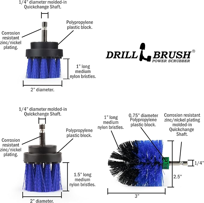 Pool Accessories - Cleaning Supplies - Drill Brush - 5 Piece Spin Brush Pool Cleaning Kit - Pool Supplies - Slide - Deck Brush - Hot Tub - Spa - Pond Liner - Pool Brush - Carpet Cleaner-Ruum Studio Home