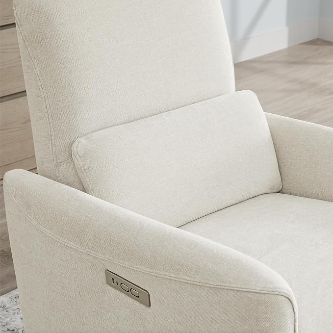 CHITA Power Recliner Chair Swivel Glider, FSC Certified Upholstered Living Room Nursery Reclining Sofa Chair with Lumbar Support, Linen-Ruum Studio Home