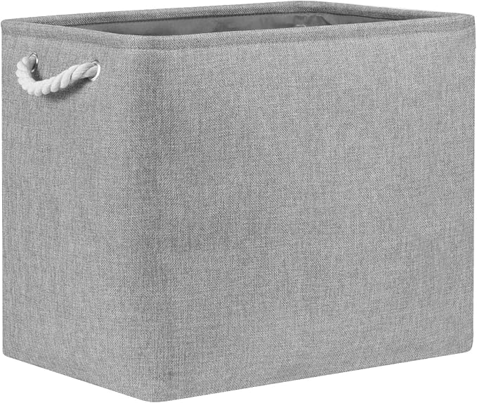 Bidtakay Collapsible Storage Bins for Clothes Large Grey Storage Baskets with Cotton Handles 17x12x15 In Set of 2 Fabric Cubby Storage Bins Livingroom Home Decorative Storage Organizer for Blankets-Ruum Studio Home