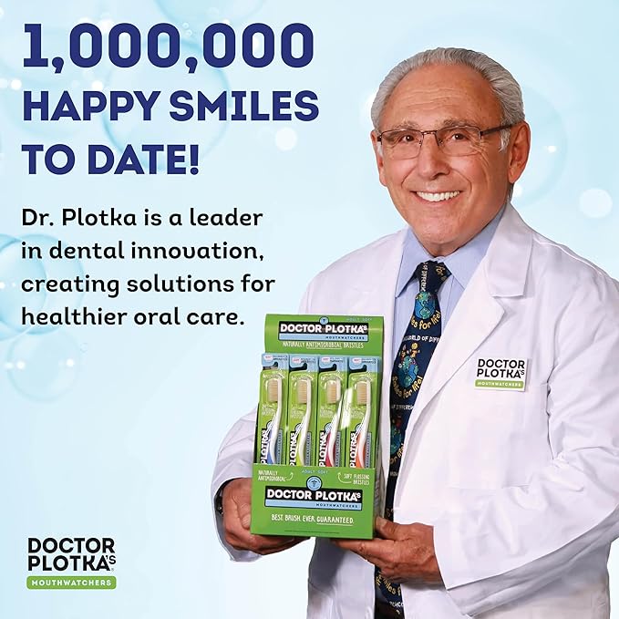 MOUTHWATCHERS Soft Flossing Toothbrushes, Value Pack of 4, Green, Manual Toothbrush for Adults, Ultra Clean, Good for Sensitive Teeth and Gums, by Dr. Plotka's-Ruum Studio Home