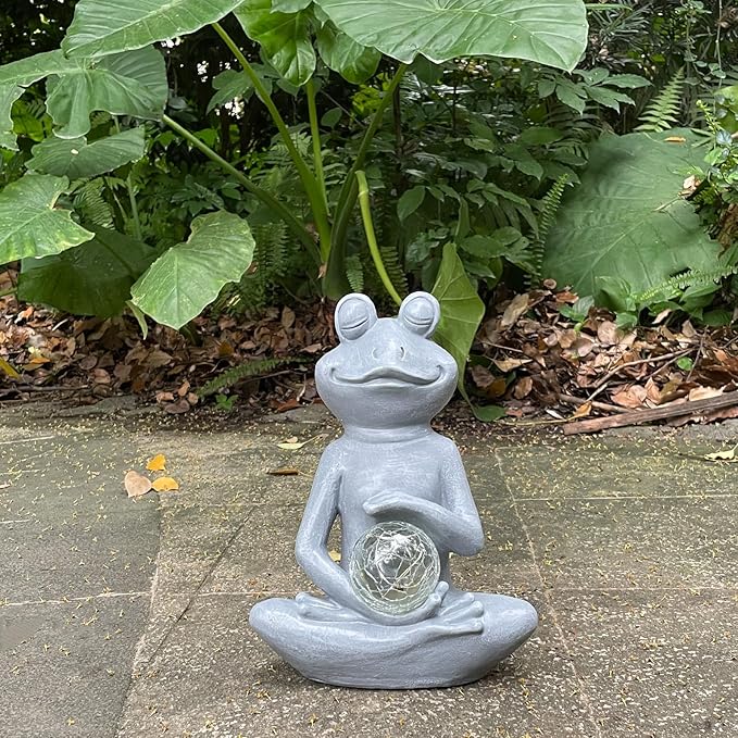 Solar Frog Garden Figurines Solar Lights Yoga Frog Statue for Outdoor Garden Patio Yard Frog Decor Gifts for Women Grandma Mother's Day Birthday Gifts-Ruum Studio Home