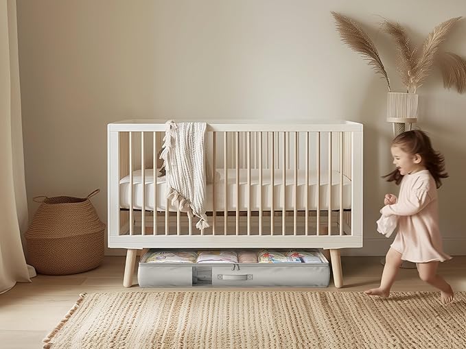 Under Bed Storage Containers with Window, Closet Organizers and Storage Bags, Foldable Underbed Storage Bags for Blankets, Clothing, Comforter, Linen Sheets, Wrapping Paper, 4 Pack, Grey-Ruum Studio Home