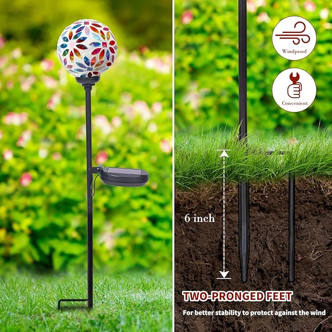 Afirst Solar Lights Outdoor Decorative - Solar Mosaic Garden Stakes Flower Decorative Lights Waterproof for Pathway Yard Lawn Decoration Multi-Ruum Studio Home