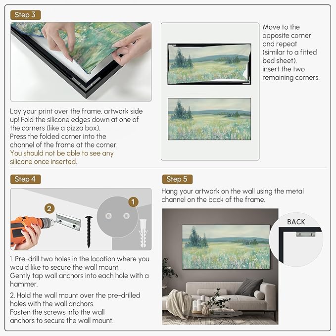 SIGNWIN 36"x72" Extra Large Framed Wall Art Wildflower Meadow Landscape Soft Pastel Nature Illustration for Home Living Room Bedroom Decor (Frame Assembly Required)-Ruum Studio Home