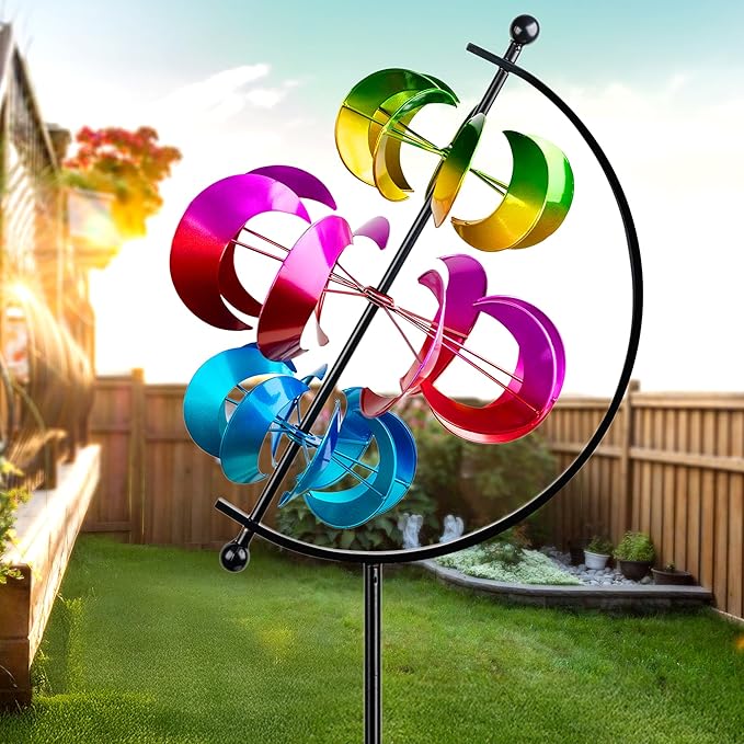 62.9" Large Wind Spinner Outdoor Decor, Garden Art with Metal Stake, Resistant for Yard, Patio and Lawn-Ruum Studio Home