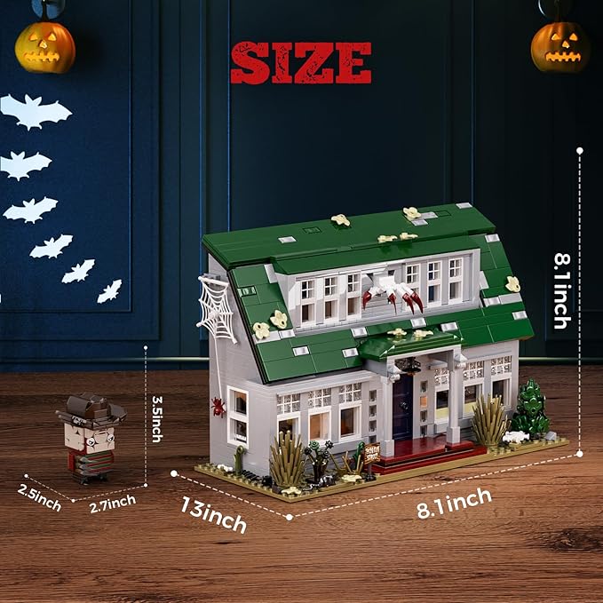Halloween Nightmare Building House Set on Elm Street, Horror Movie Figure & Haunted House Building Blocks Toy, Compatible with Lego Gifts for Friends and Fans 18+ (1099 Pieces)-Ruum Studio Home