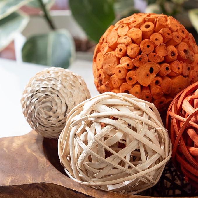 ANDALUCA Large Decorative Vase Filler Bag with Orbs, Balls (Burnt Orange)-Ruum Studio Home