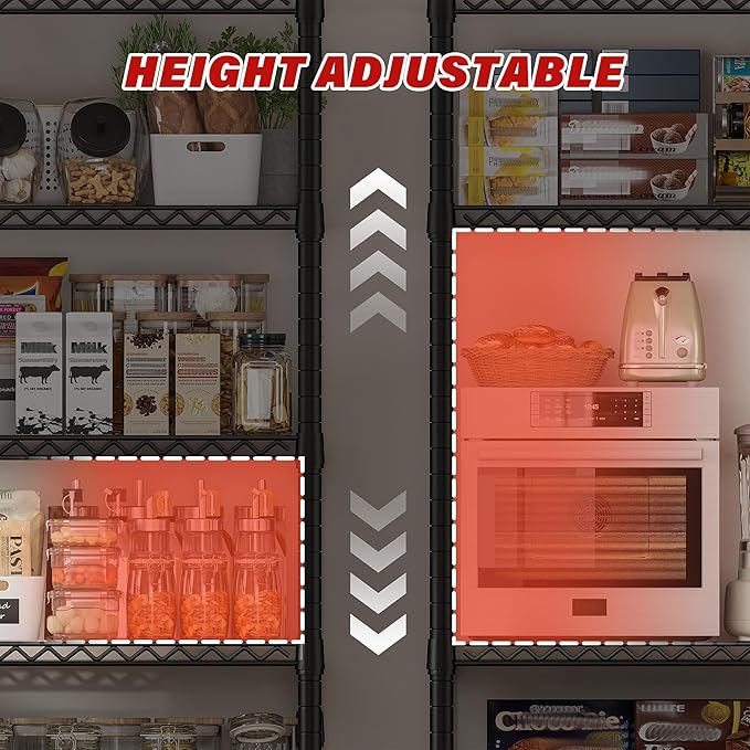 REIBII 60''W X 82.6" H Steel Heavy Duty Wire Shelving Unit with Wheels, 6-Tier Adjustable Storage Shelves 3598LBS Commercial Metal Shelves for Pantry, Garage, College Dorm Industrial Shelving, 2 Pack-Ruum Studio Home