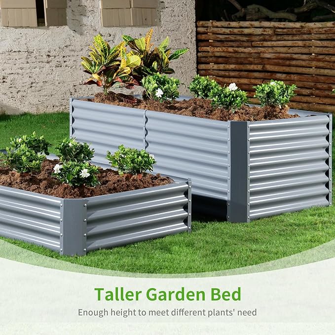 Land Guard 6×3×2ft Galvanized Raised Garden Bed, Planter Boxes Outdoor, Raised Garden Beds Outdoor for Vegetables, Flowers, Herbs, 269 Gallons, Modern Gray…-Ruum Studio Home