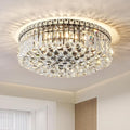 6-Lights Black Crystal Flush Mount Chandelier Light Fixture K9 Crystals Modern Ceiling Lights Elegant Pendant Lamp for Bedroom,Hallway,Bar,Living Room,Dining Room,H5.9 xW20 (Bulbs Not Included)-Ruum Studio Home