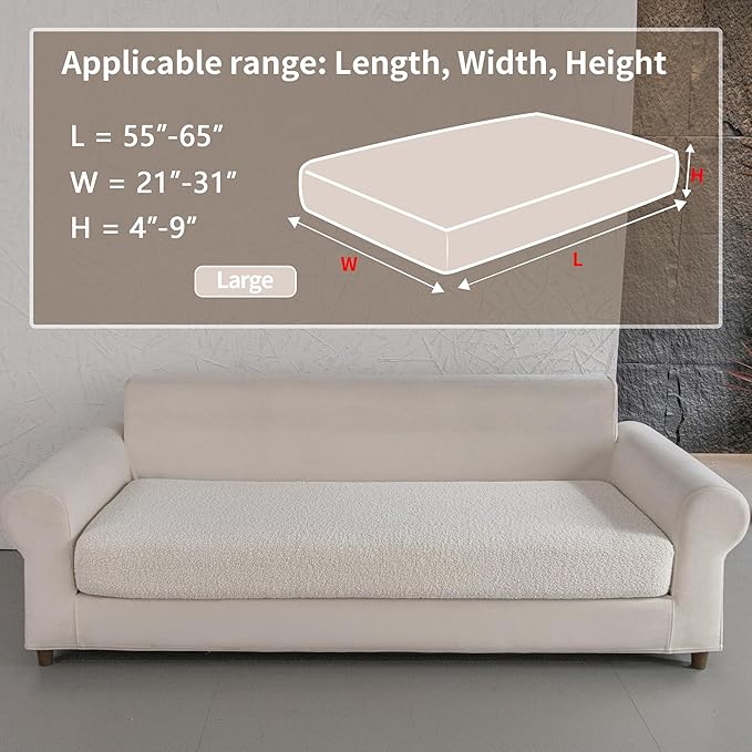 Couch Cushion Covers for Sectional Sofa, Stretch Soft Sofa Slipcovers Washable Wear-Resistant Universal Furniture Protector for Living Room(1 Piece Large Cover, Ivory)-Ruum Studio Home