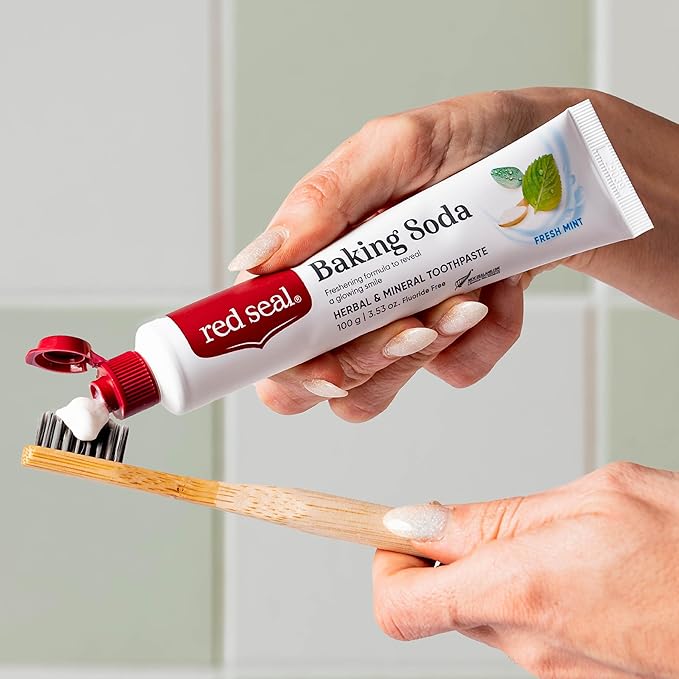 Red Seal Fluoride Free Toothpaste - Baking Soda - Herbal & Mineral Formula, Vegan-Friendly, Cruelty-Free, SLS and Paraben-Free, No Artificial Flavors, NATRUE Certified Natural, Dry Mouth Relief-Ruum Studio Home
