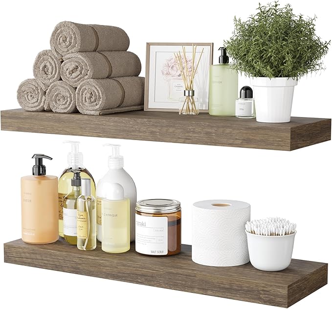 BAMEOS Floating Shelf, 24x6 Wall Shelf,Decor Wall Mounted Shelves,Hanging Shelf Set for Bathroom Kitchen Living,Kitchen,Room Bedroom Storage-Ruum Studio Home