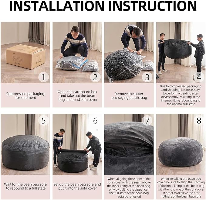 Bean Bag Chair 3Ft, Memory Foam Filled, Large Beanbag Chairs for Adults and Teens, Soft Sofa with Removable Flannel Cover, Round Couch for Living Room Bedroom College Dorm (Coffee, 3FT-36×36"×24")-Ruum Studio Home