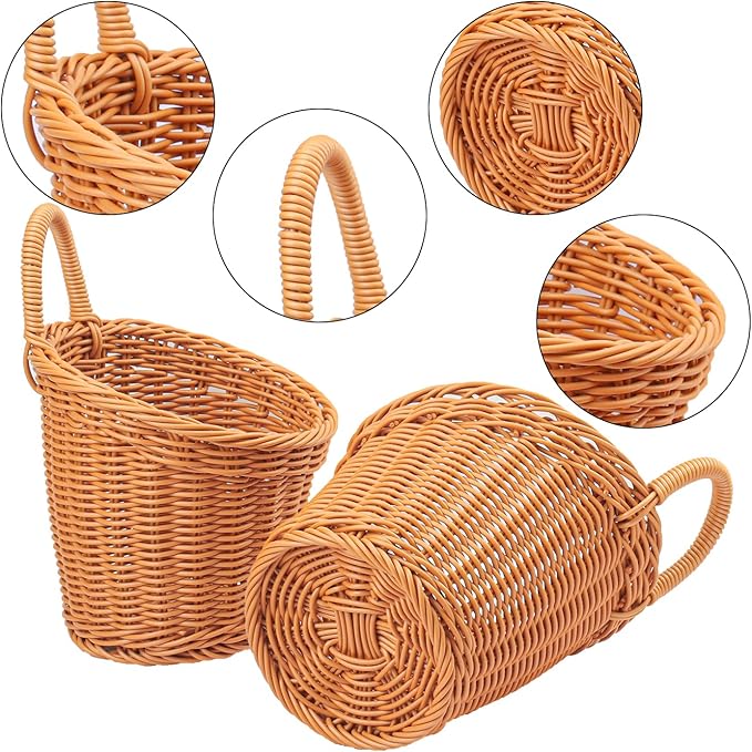 6 Pack 3 Size Woven Hanging Fruit Basket, Wall Hanging Wicker Baskets, Wall fruit Wicker Basket for Kitchen, Planter, Vegetable & Fruit, Boho Home Decor-Ruum Studio Home