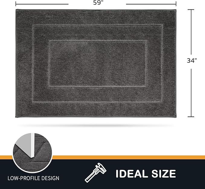 PURRUGS Dirt Trapping Door Mat 34" x 59", Non-Slip/Skid Machine Washable Entryway Area Rug, Dog Doormat, Super Absorbent Welcome Mat for Muddy Wet Shoes and Paws, Grey-Ruum Studio Home