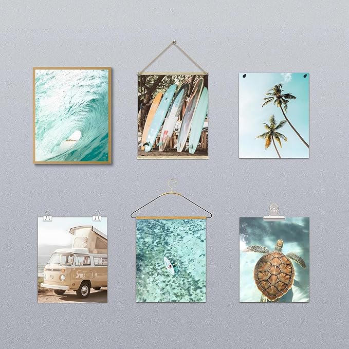 Laywhq Coastal Beach Wall Art Summer Ocean Surf Tropical Canvas Wall Decor Summer Nautical Palm Tree Turtle Surfboard Bus Room Paintings Prints Posters for Bedroom Living Room Set of 6 8x10in Unframed-Ruum Studio Home