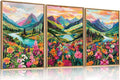 Wildflower Blossom Framed Canvas Wall Art Set, Colorful Flowers Painting, Abstract Landscape Wall Decor, Natural Ridge Floral Art Print for Living Room, Dining Room, Office - 16"x24"x3-Ruum Studio Home