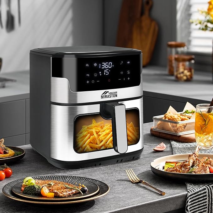 8.5QT Air Fryer, Family Size Digital Air Fryers, Nonstick Square Basket, Smart Touchscreen with 8-Preset, Air Frying, Reheat Leftovers, Party Food, Fast Cooking, Dishwasher-Safe, for Kitchen-Ruum Studio Home