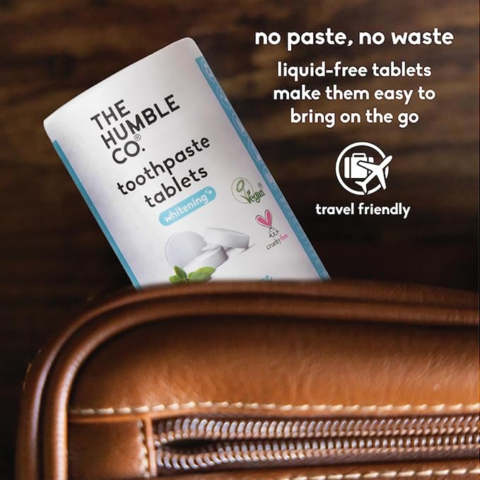 The Humble Co. Whitening Toothpaste Tablets – Fluoride Free Toothpaste Whitening Tablets, Dentist Developed Formula, Vegan, SLS Free, Plastic Free (Peppermint, 2 PK)-Ruum Studio Home
