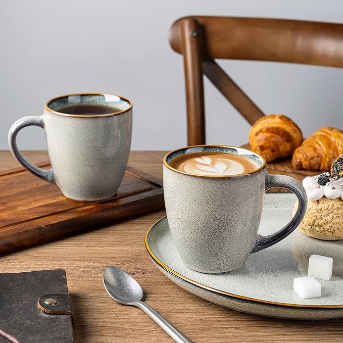 GBHOME Ceramic Coffee Mugs Set of 4, 12oz Stoneware Coffee Mugs Set For Dad Mom Women MEN, Light Weight Coffee Cups for Latte/Tea/Beer/Hot Cocoa, Dishwasher & Microwave Safe-Ruum Studio Home