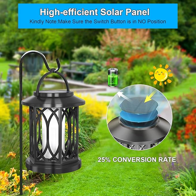 Solar Hanging Lanterns Outdoor, Flickering Flames Outdoor Solar Lights Hanging Lanterns Waterproof Decoration Lighting for Table, Garden, Patio, Tree (4 Pack)-Ruum Studio Home