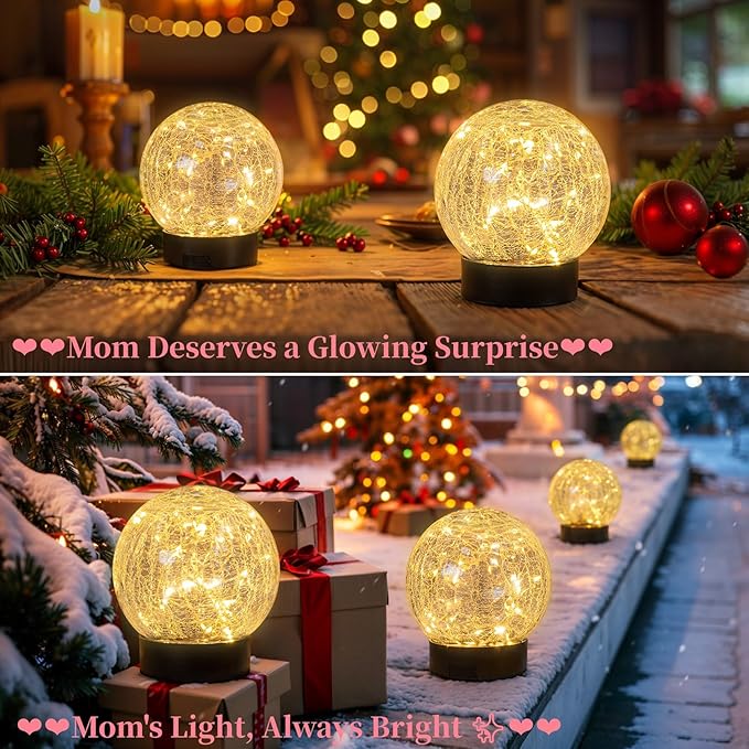 Beautyard Solar Globe Lights Outdoor USB Charged Garden Decor 3.94" Diameter 30LED 1000mAh Solar Globe Lights for Outdoor Indoor Mothers Day Gifts Holiday Decor(3.94'' Medium 4 Pack Warm White)-Ruum Studio Home