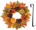 Fall Wreaths for Front Door 16'' Autumn Velvet Pumpkin Wreath with Metal Hook Harvest Maple Wreath Fall Decoration for Home Halloween Thanksgiving Decoration, Briful-Ruum Studio Home