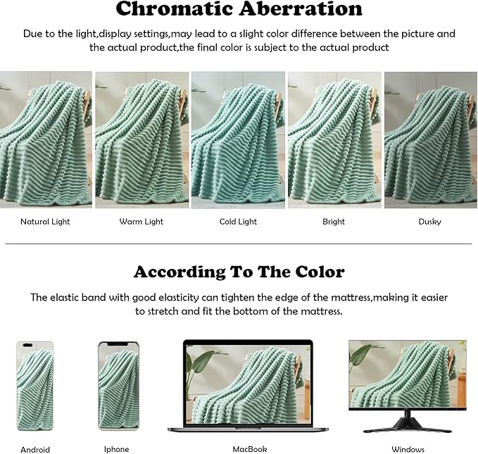 NEWCOSPLAY Super Soft King Blanket New Sage Green Premium Silky Flannel Fleece 3D Ribbed Jacquard Lightweight Bed Blanket All Season Use (New Sage Green Ribbed, King(90"x110"))-Ruum Studio Home