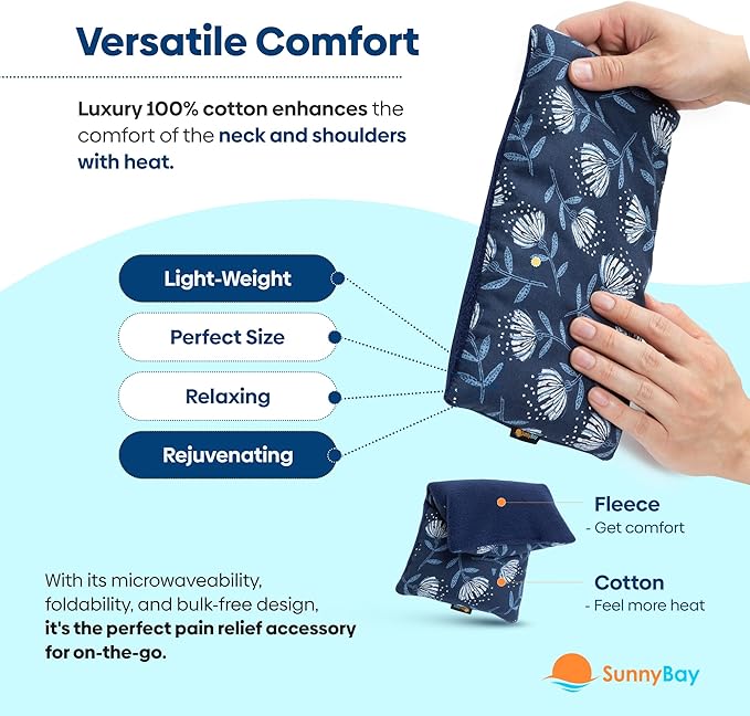 SunnyBay Small Microwave Heating Pad, Microwavable Versatile Cold/Heated Neck and Shoulder Wrap for Back Pain and More, Moist Heat Cotton-Fleece Pad with Flax Seed Filling, 6x11 in, Whispy Flower-Ruum Studio Home