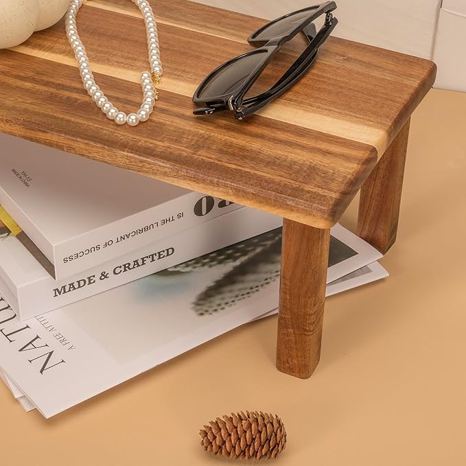 Acacia Wooden Desktop Organizer Shelf Kitchen Cabinet and Counter Riser Display Shelf for Top of Desk Home Office Bathroom Coffee Table Display Stand-Ruum Studio Home