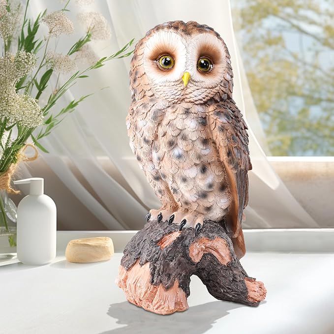 WONDER GARDEN Owl Statue Decor, Outdoor Resin Owl Figurine Sculpture for Home Porch Patio Lawn Yard Decorations or Housewarming Gifts-Ruum Studio Home