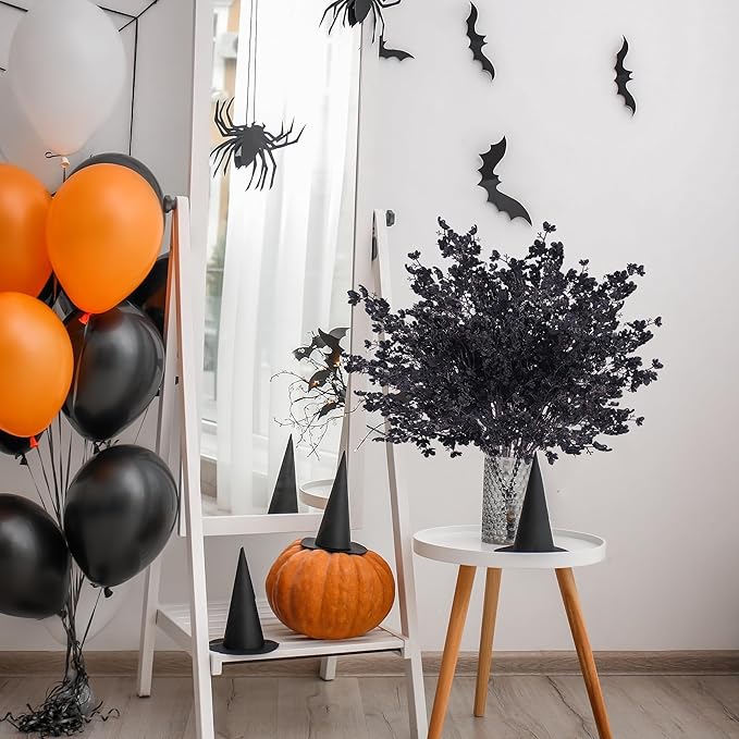 Sggvecsy 15 Pcs Babys Breath Artificial Flowers Gypsophila Bouquets Bulk Real Touch Fake Silk Flowers for Home Halloween Wedding DIY Floral Arrangement Table Centerpiece Festival Decoration (Black)-Ruum Studio Home