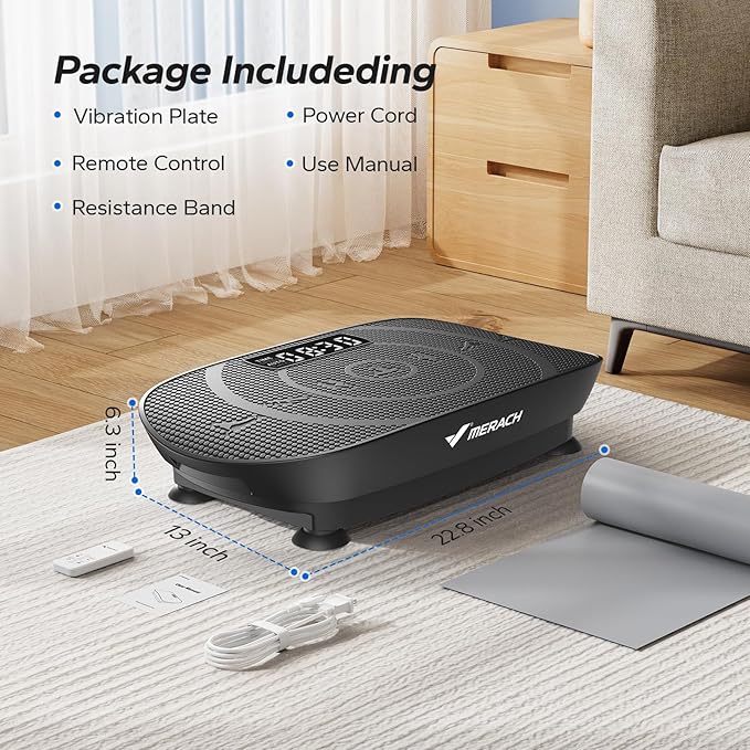 MERACH Vibration Plate Exercise Machine, Whole Body Workout Equipment for Women, Bluetooth and Silicone Pedal, Vibration Plate with Auto Mode, Vibrate Fitness Platform for Home-Ruum Studio Home