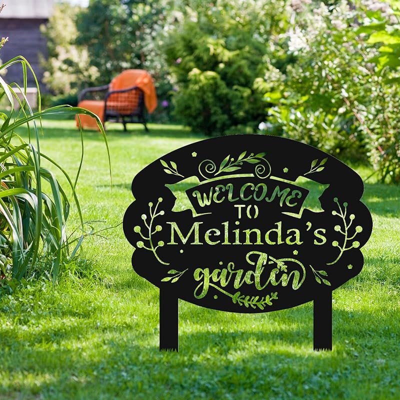 Personalized Metal Garden Sign with Stake, Custom Garden Decor for Outdoor, Custom Family Name Sign, Patio Decorations, Lawn Art, Farmhouse Decorative, Housewarming Gift (CstmDesign10)-Ruum Studio Home