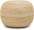 REDEARTH · Jute Circular Jute Pouf Ottoman - Braided Pouffe Accent Sitting Round Footrest for Living Room, Bedroom, Nursery, kidsroom, Patio, Gym; 100% Jute (19.5"x19.5"x14"; Jute Natural)-Ruum Studio Home