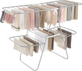 SONGMICS Clothes Drying Rack, Foldable 2-Level Laundry Drying Rack, Free-Standing Laundry Airer, with Height-Adjustable Wings, 33 Drying Rails, Sock Clips, Silver and White ULLR053W01V1-Ruum Studio Home