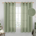 LAMIT Sheer Linen Curtains 63 inches Long for Bedroom, Bronze Grommet Linen Drapes Light Filtering Semi Sheer Curtains for Small Window/Farmhouse, 2 Panels (52 x 63 Inch, Sage Green)-Ruum Studio Home