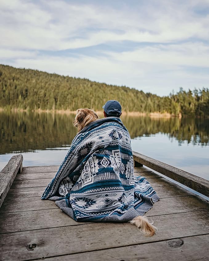 Inca Aztec Throw, Queen, King Blanket | Southwest Indian Navajo Boho Style | Native Cover for Camping, Bedding, Couch, Vanlife | Faux Alpaca, Lightweight, Hypoallergenic (Condor Gray, Queen)-Ruum Studio Home