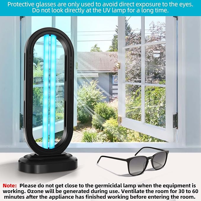UV Light Sanitizer,UVC Home Disinfection Device 4-Speed Timing and Remote Control,UVO Light for Dust Mites,UV Lamp for Whole Room-Ruum Studio Home