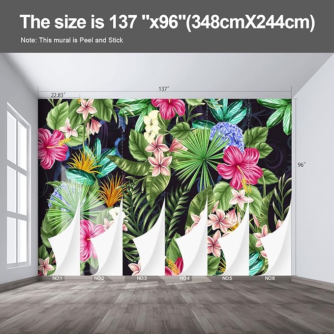 Floral Wall murals Peel and Stick Flowers Wallpaper for Bedroom Living Room - 96"x137"-Ruum Studio Home