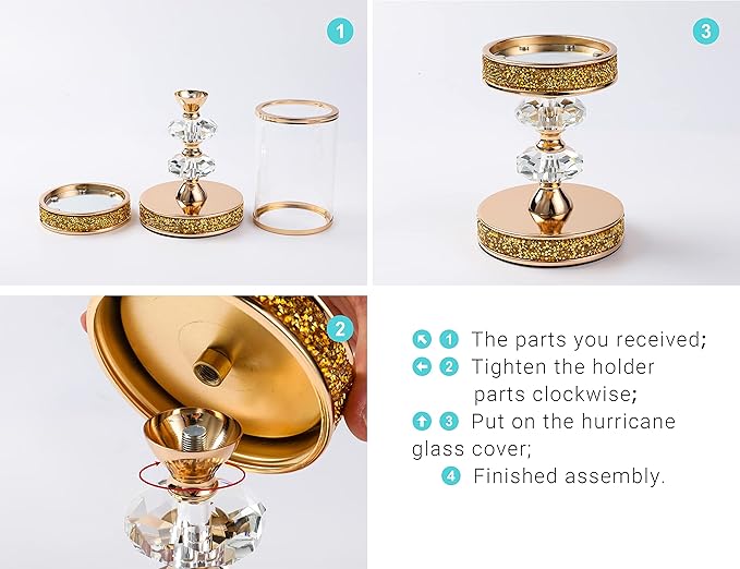 Candle Holder, Pillar Candle Holders, Crystal Candlesticks Holder for Wedding, Parties, Events, Chirstmas,Home Decor, Table Centerpieces CH028D (M)-Ruum Studio Home