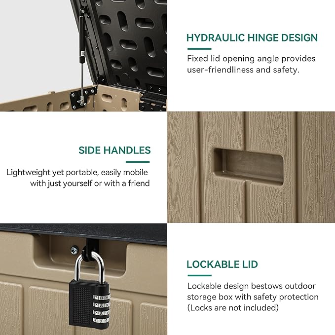 YITAHOME 90 Gallon Double-Wall Deck Box with Side Handles, Outdoor Large Storage for Patio Furniture Cushions, Garden Pool Accessories, Water Resistant & Lockable-Ruum Studio Home