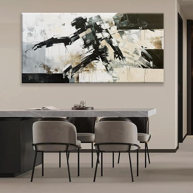 TAIJXAGSG Large Wall Art For Living Room Cool Robot Modern Minimalist Abstract Wall Art Canvas Painting Prints Black White Canvas Art Wall Decor Picture For Bedroom Office Home Wall Decor 29"X58"-Ruum Studio Home